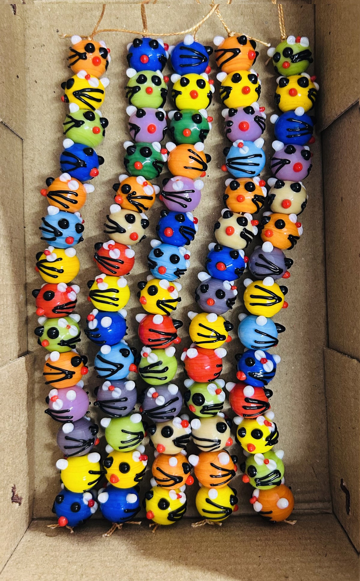 5 Strands 15mm Cat Face Beads Mix Color - STR-0853