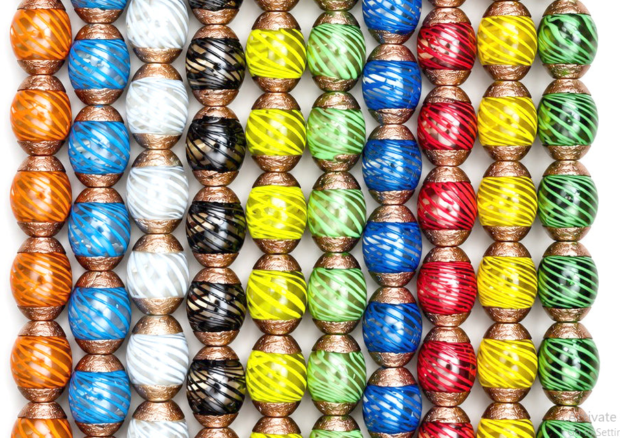 10 Strands Multi Color Glass Beads 14x18mm Oval - STR-0857