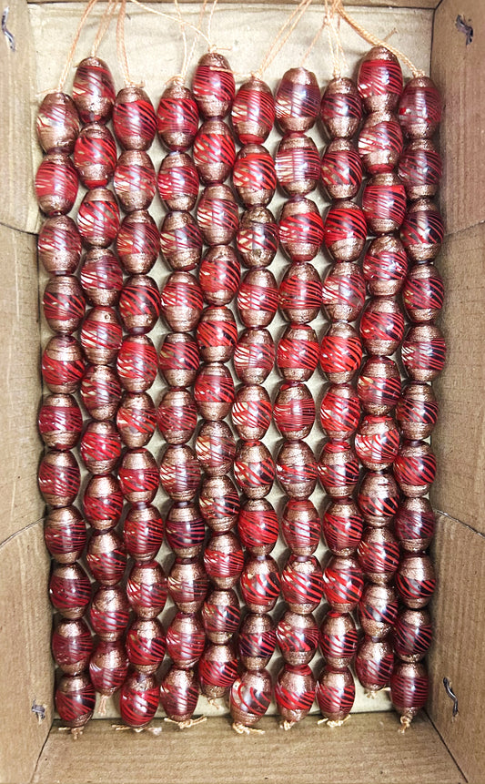 5 Strands Glass Beads 14x18mm Oval Red - STR-0858