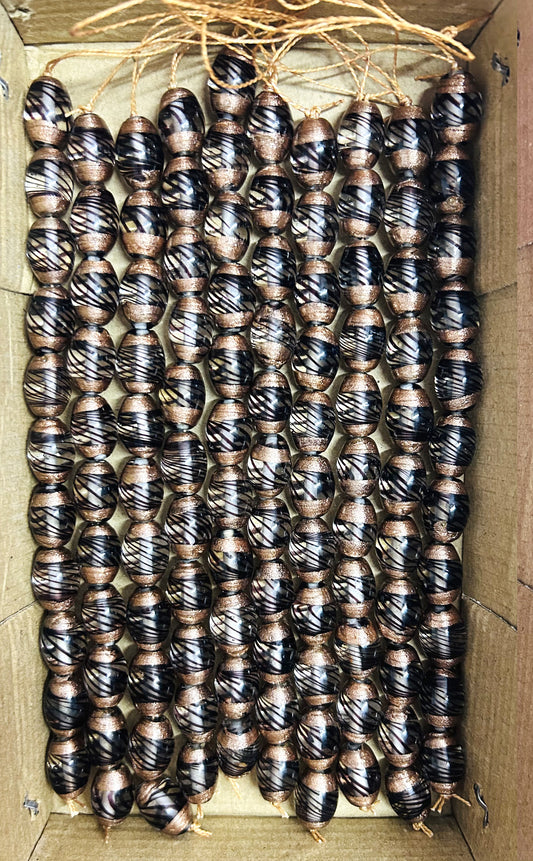 5 Strands Glass Beads 14x18mm Oval Black - STR-0859
