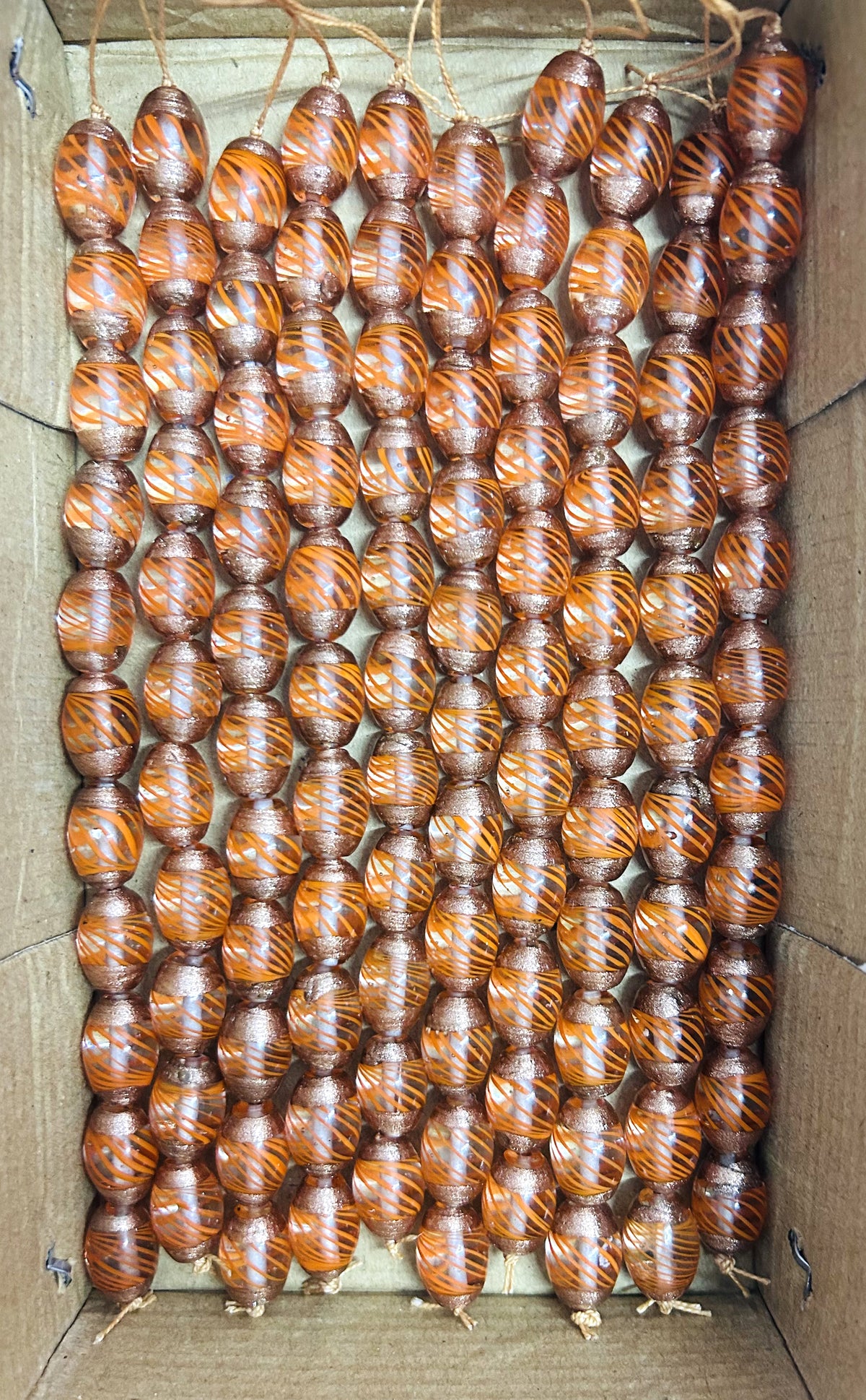 5 Strands Glass Beads 14x18mm Oval Orange - STR-0860