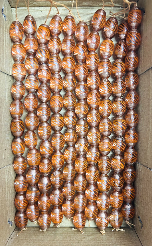 5 Strands Glass Beads 14x18mm Oval Orange - STR-0860
