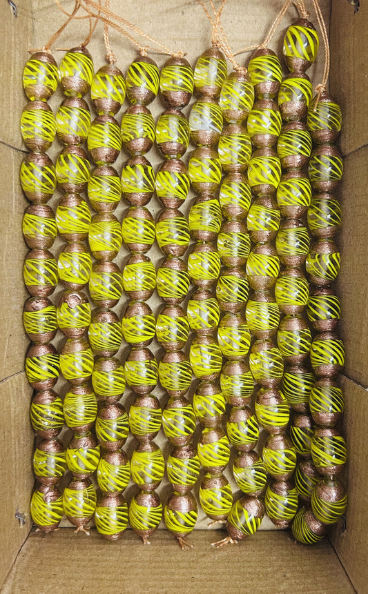 5 Strands Glass Beads 14x18mm Oval Yellow - STR-0861