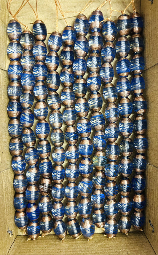 5 Strands Glass Beads 14x18mm Oval Blue - STR-0862