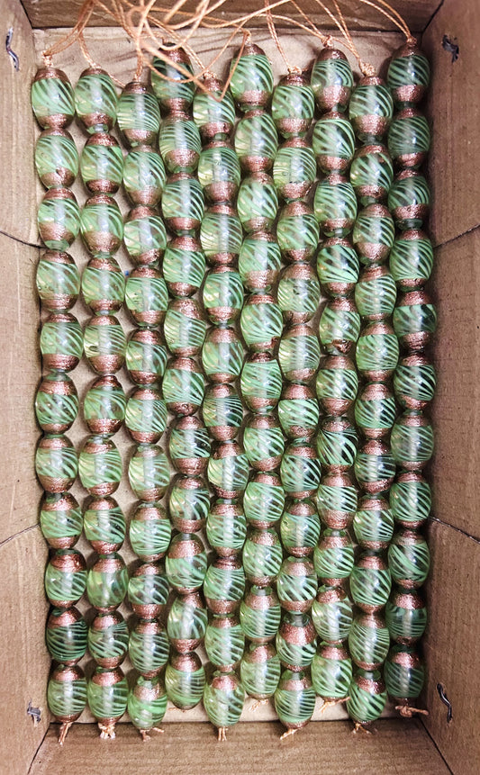 5 Strands Glass Beads 14x18mm Oval Light Green - STR-0863