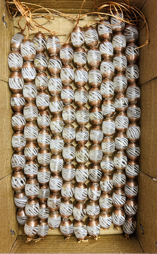 5 Strands Glass Beads 14x18mm Oval White - STR-0865