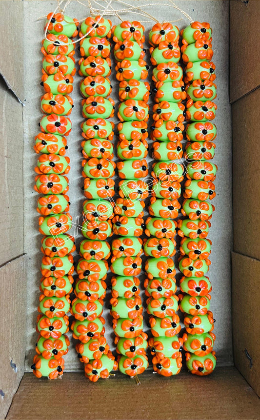 5 Strands 16mm Fancy Glass Beads (90 Beads) - STR-0900