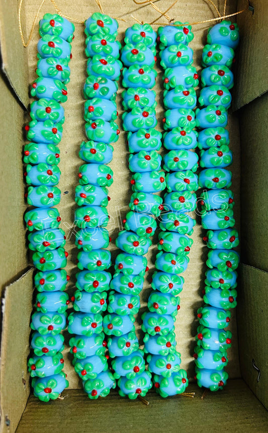 5 Strands 16mm Fancy Glass Beads (90 Beads) - STR-0902