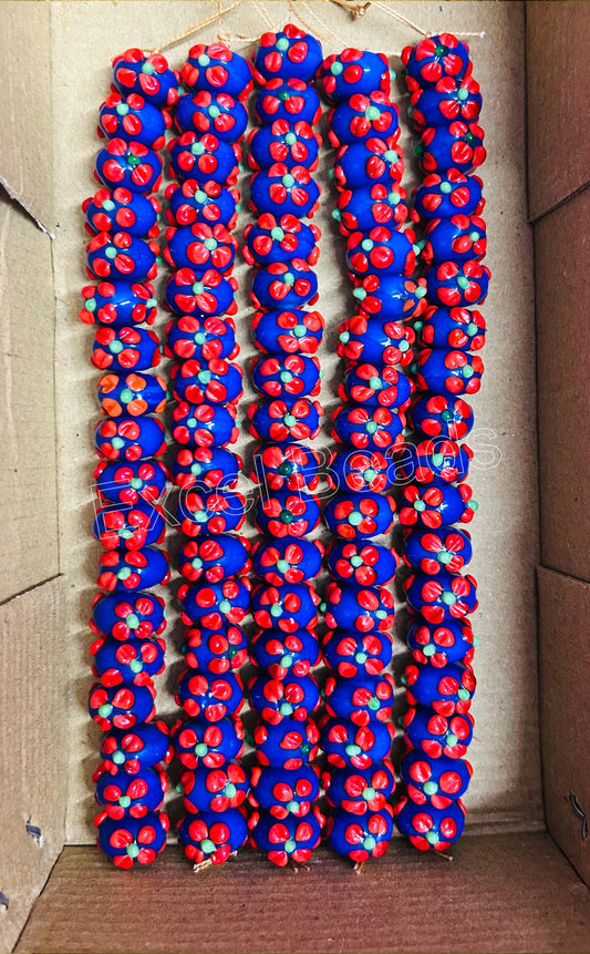 5 Strands 16mm Fancy Glass Beads (90 Beads) - STR-0903