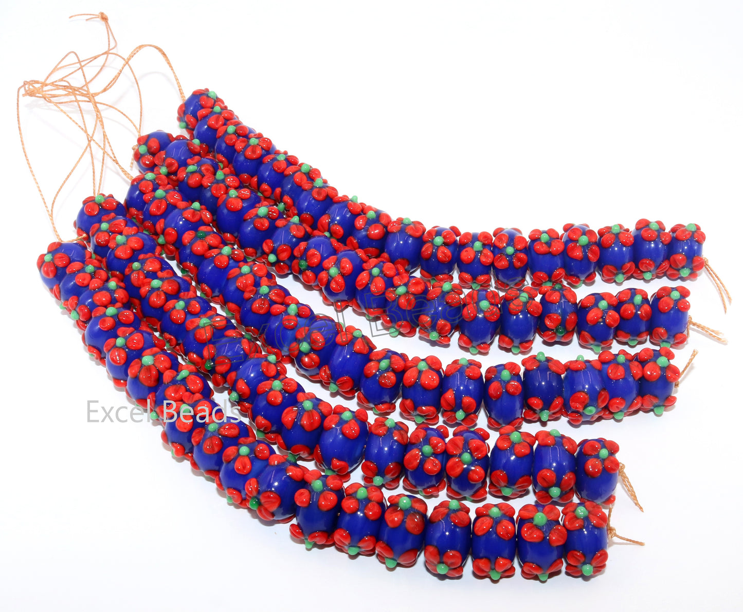 5 Strands 16mm Fancy Glass Beads (90 Beads) - STR-0903