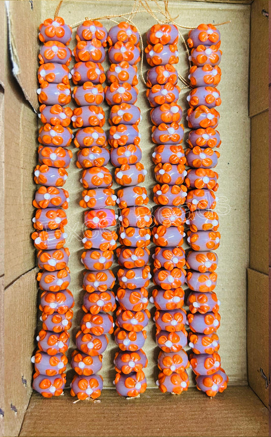 5 Strands 16mm Fancy Glass Beads (90 Beads) - STR-0904