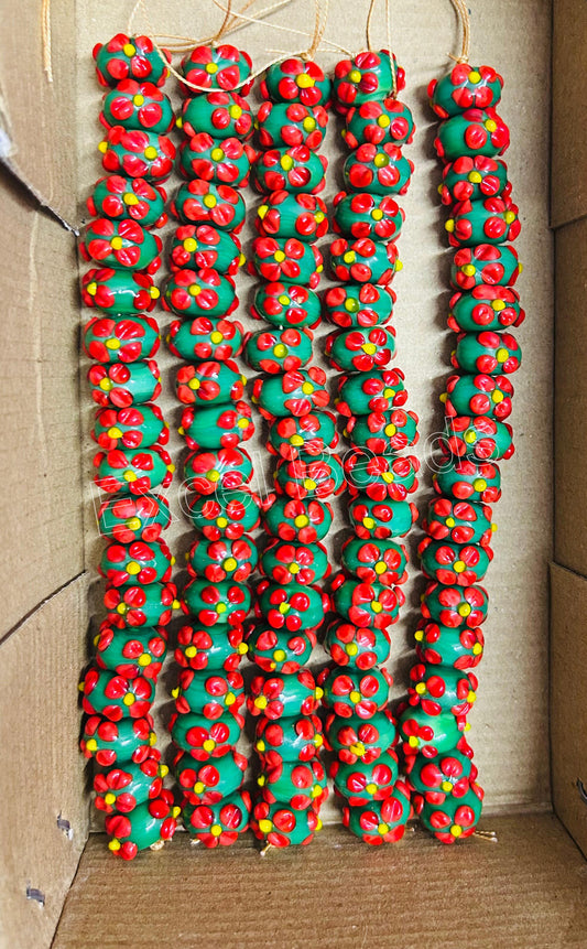 5 Strands 16mm Fancy Glass Beads (90 Beads) - STR-0905