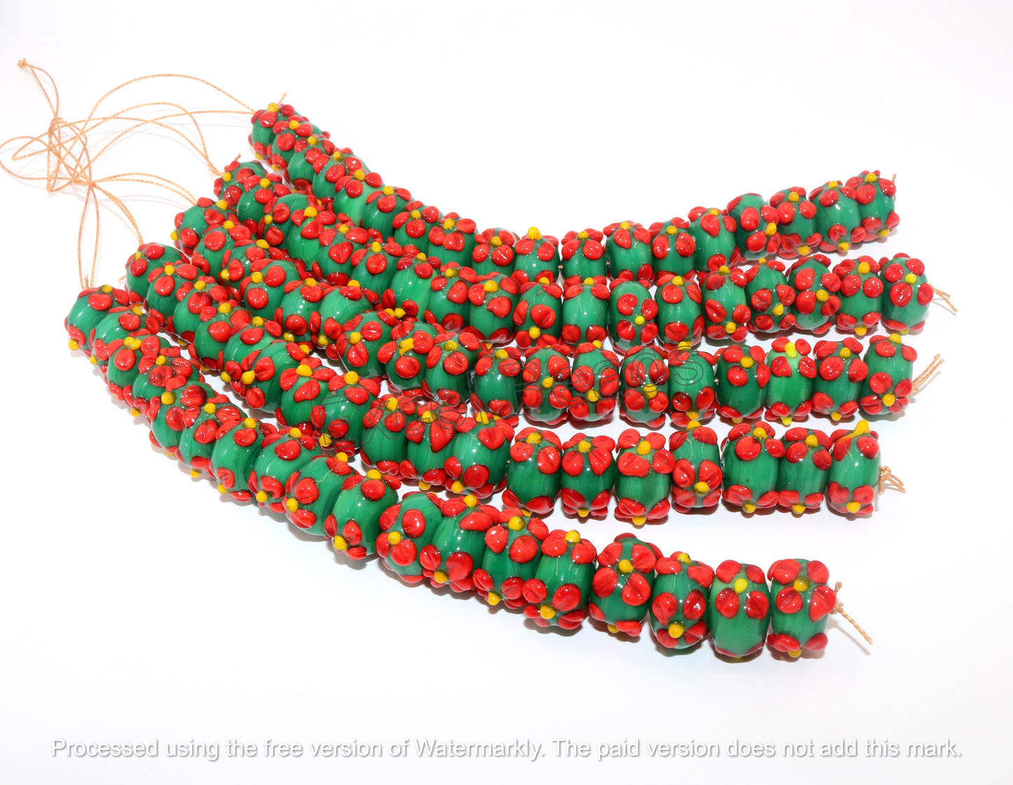 5 Strands 16mm Fancy Glass Beads (90 Beads) - STR-0905