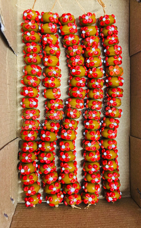 5 Strands 16mm Fancy Glass Beads (90 Beads) - STR-0906