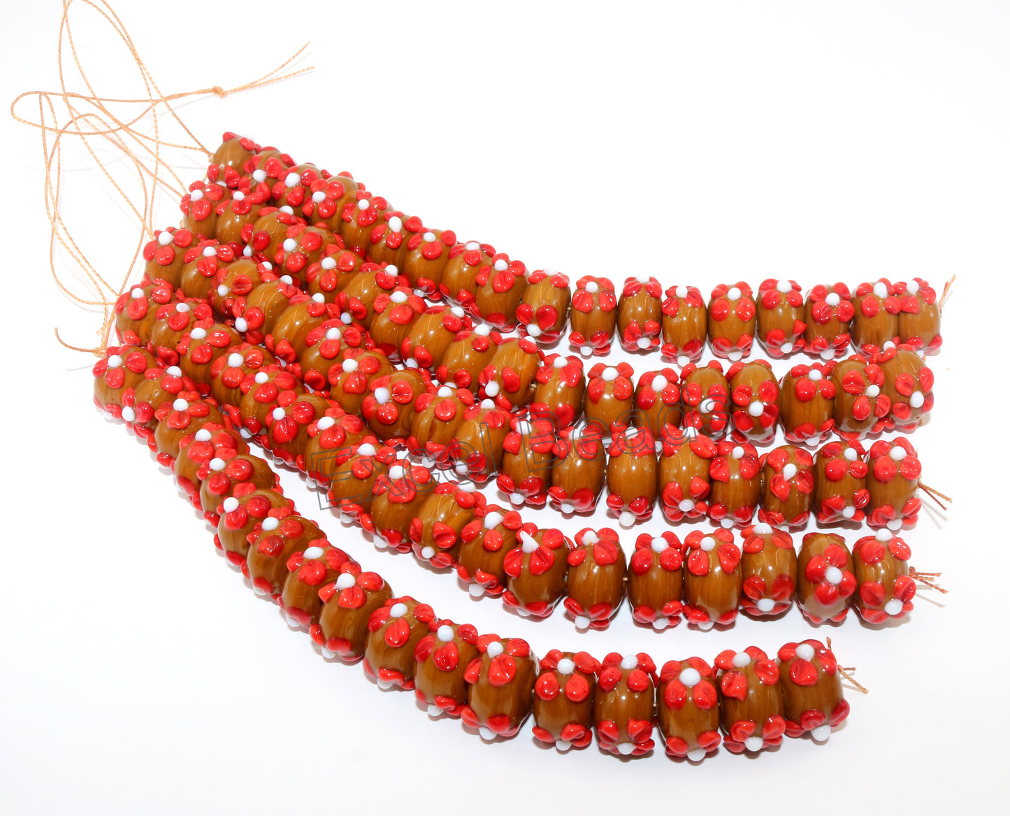 5 Strands 16mm Fancy Glass Beads (90 Beads) - STR-0906