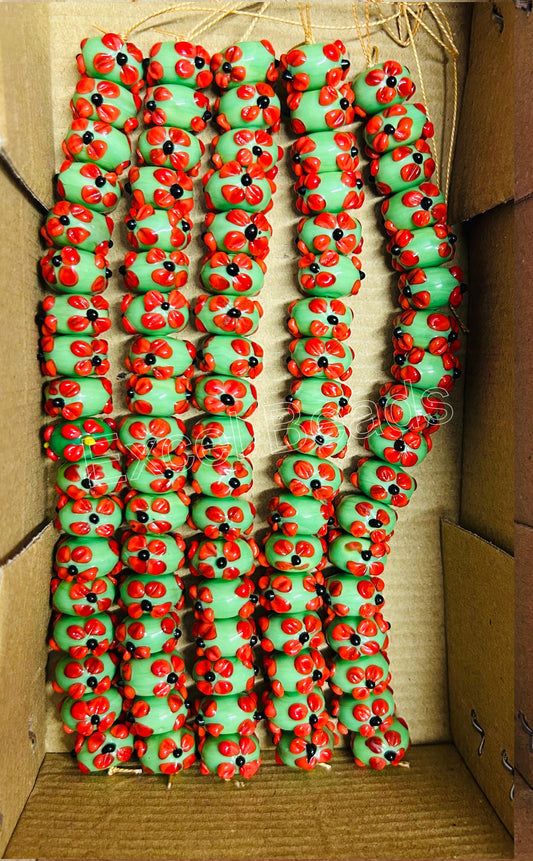 5 Strands 16mm Fancy Glass Beads (90 Beads) - STR-0907