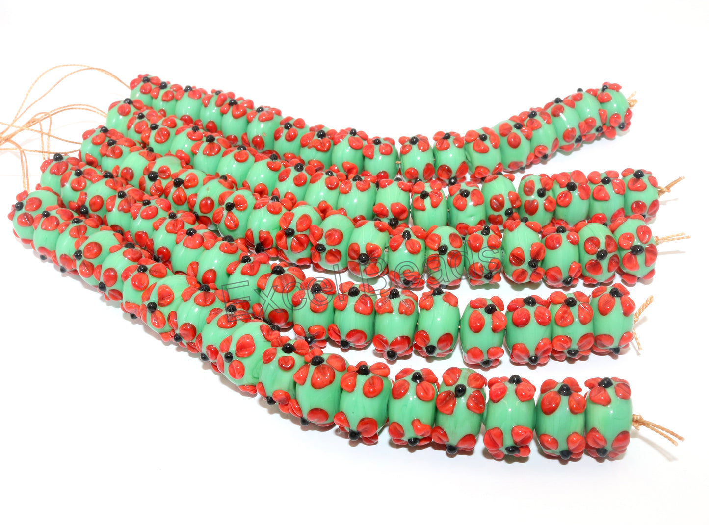 5 Strands 16mm Fancy Glass Beads (90 Beads) - STR-0907