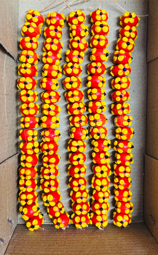 5 Strands 16mm Fancy Glass Beads (90 Beads) - STR-0908