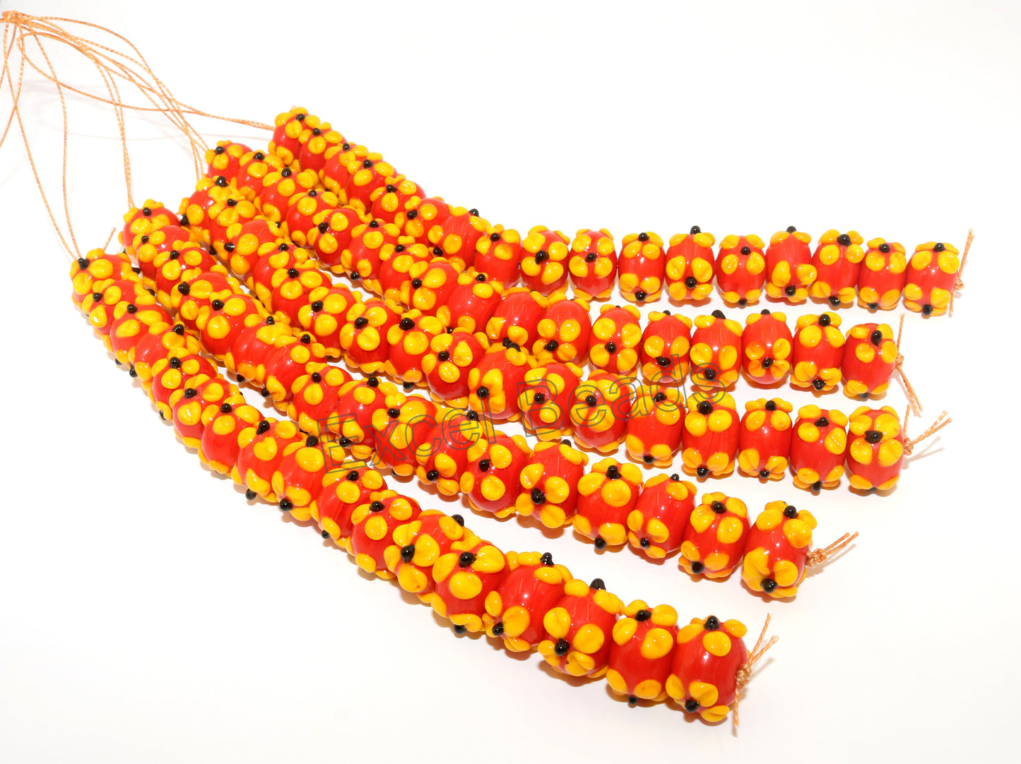 5 Strands 16mm Fancy Glass Beads (90 Beads) - STR-0908