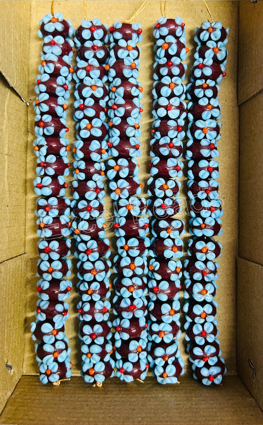 5 Strands 16mm Fancy Glass Beads (90 Beads) - STR-0909