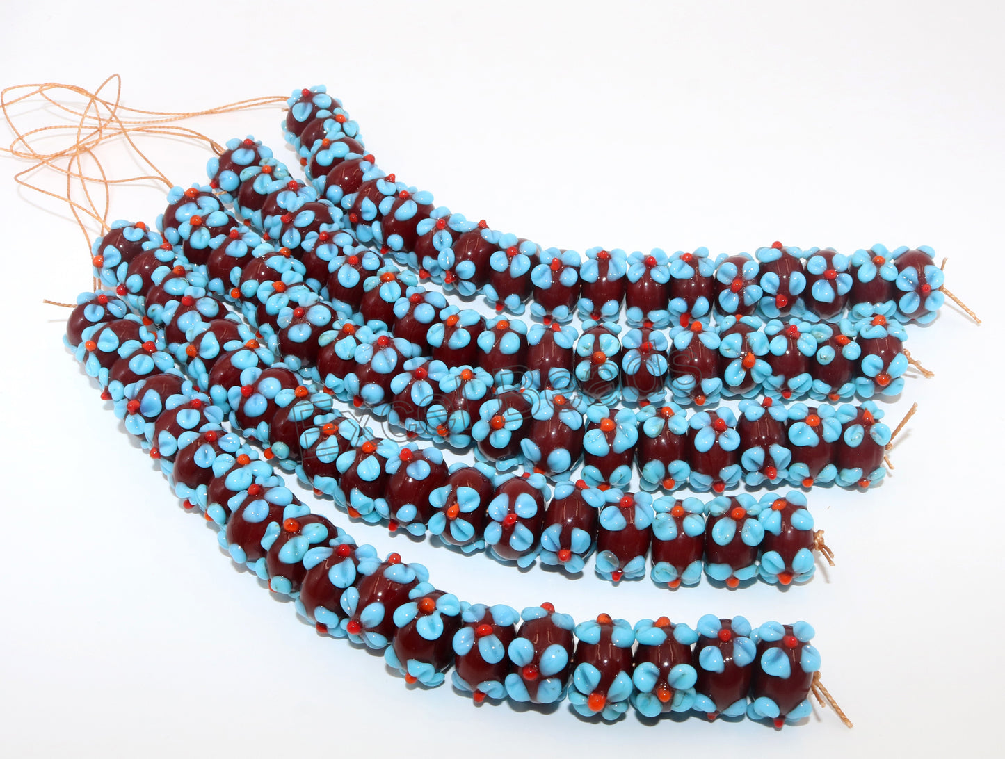 5 Strands 16mm Fancy Glass Beads (90 Beads) - STR-0909