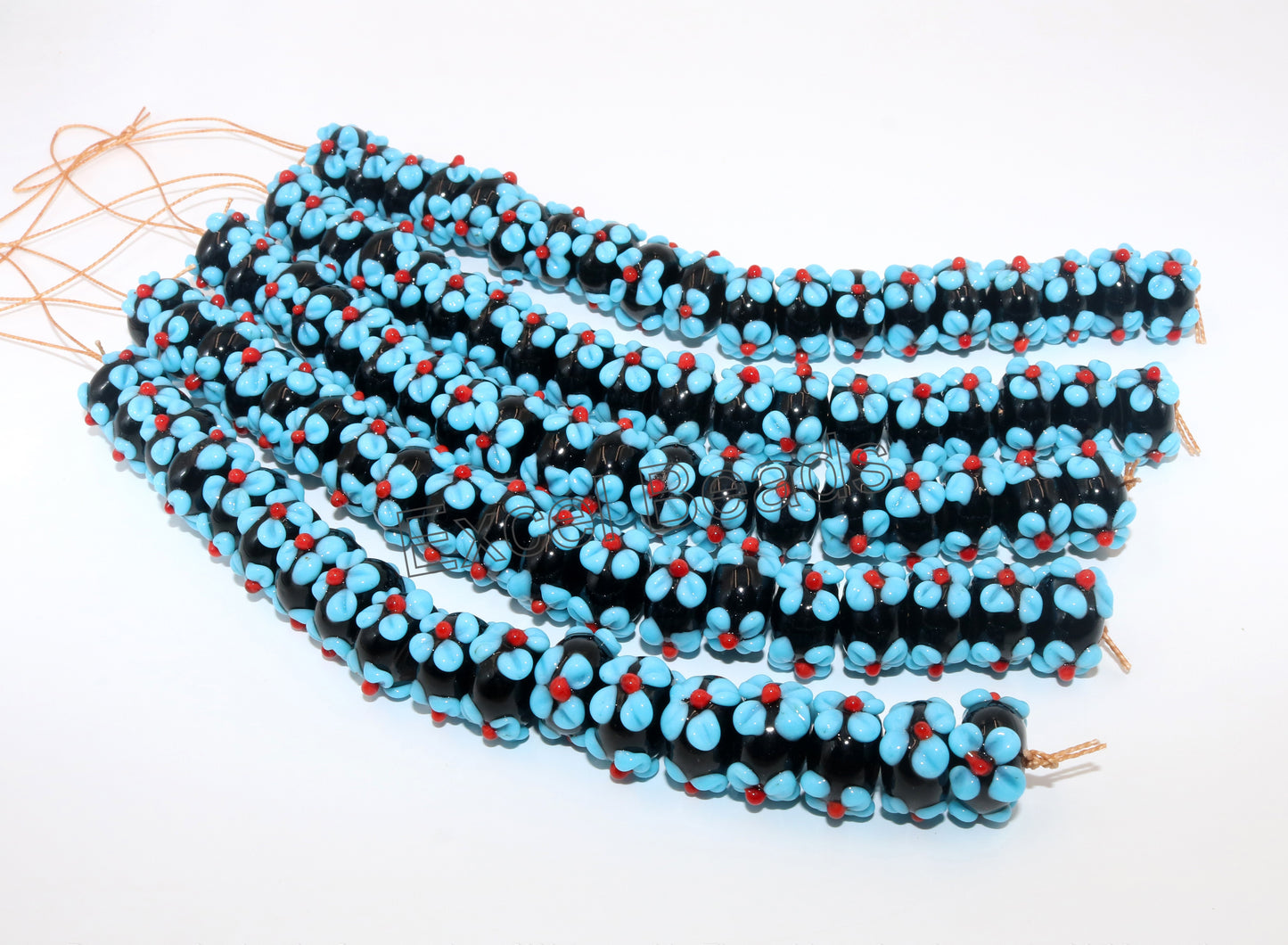 5 Strands 16mm Fancy Glass Beads (90 Beads) - STR-0912