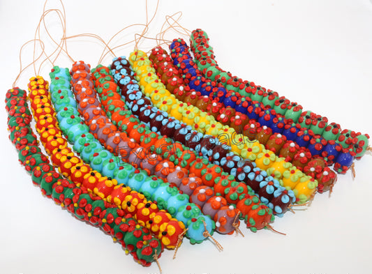 10 Strands 16mm Fancy Glass Beads Multi Colors (180 beads)