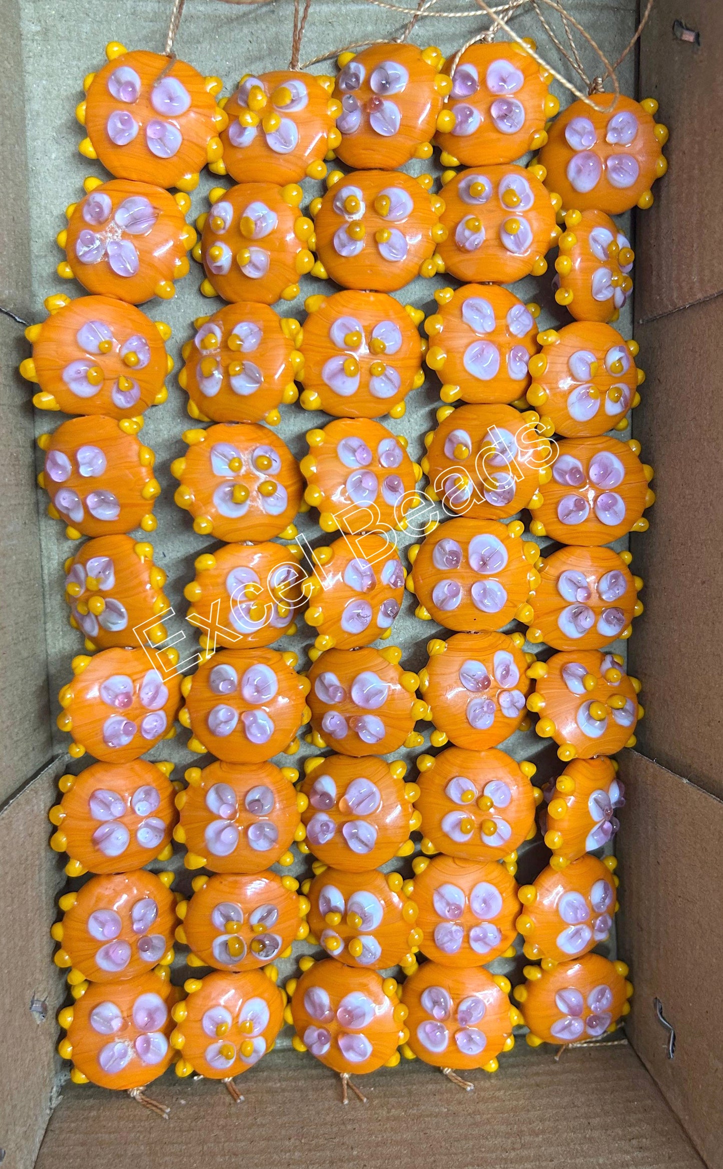 5 Strands 20mm Coin Shaped Glass Beads STR-0925