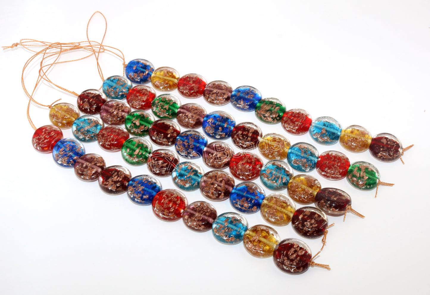 5 Strands 20mm Coin Shaped Glass Beads STR-0926