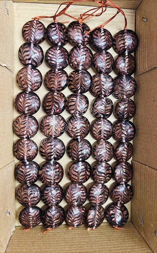 5 Strands Lamp Work Glass Beads 25mm Disc - STR-927