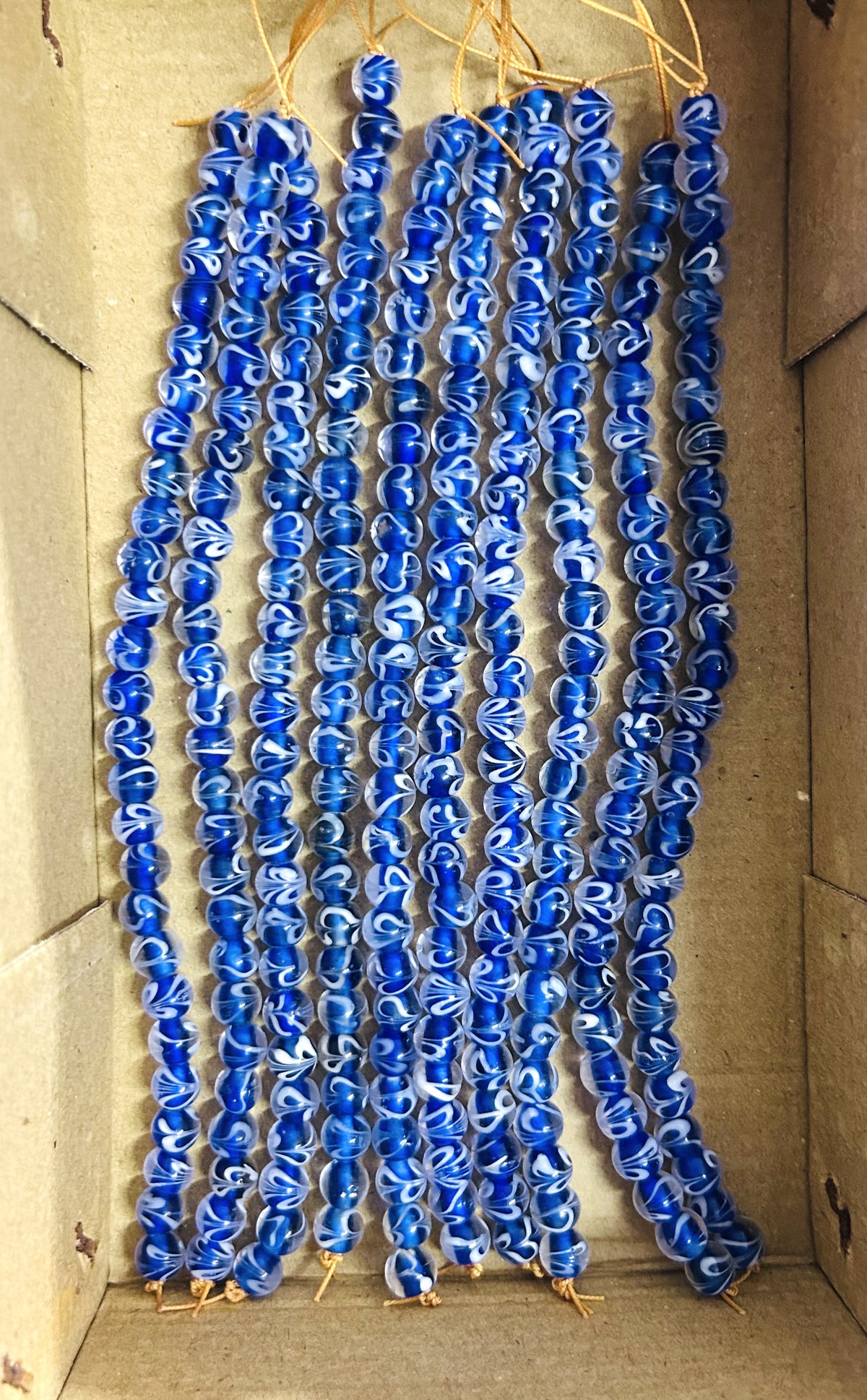 10 Strands 8mm Round Glass Beads Blue (250+ Beads) - STR-0930