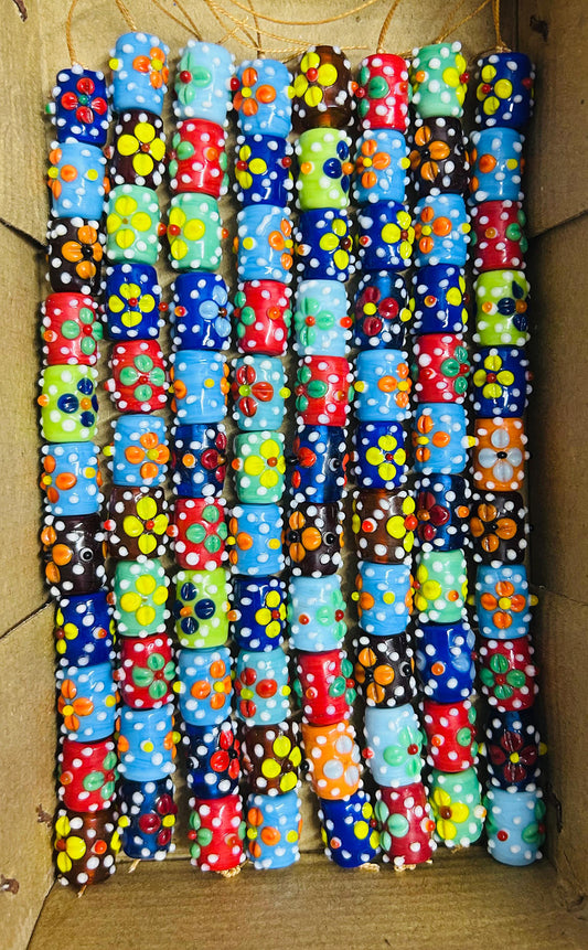 5 Strands Multi Color Barrel Beads - STR-0939