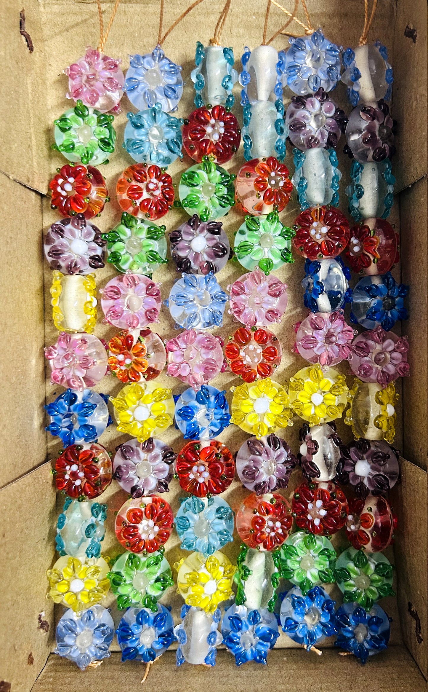 5 Strands Fancy Glass Beads 20mm - STR-0942