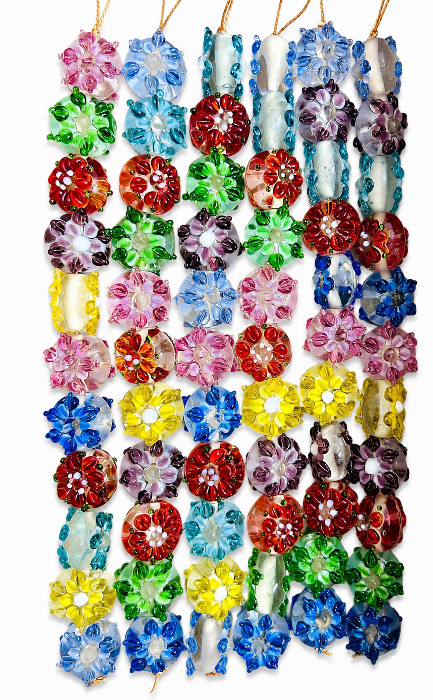 5 Strands Fancy Glass Beads 20mm - STR-0942