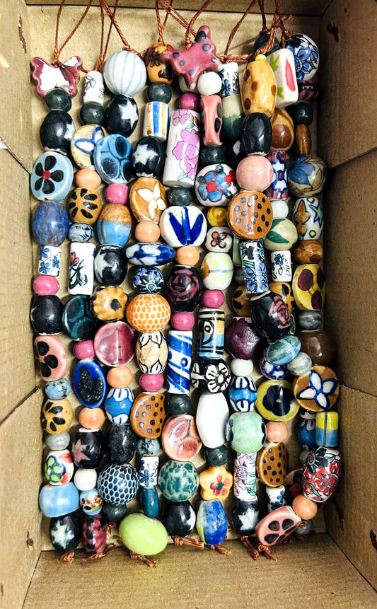 10 Strands Multi Style Ceramic Beads - STR-0949