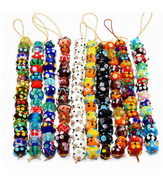 10 Strands Multi Style Fancy Glass Beads Mixed Color STR-MIX-06